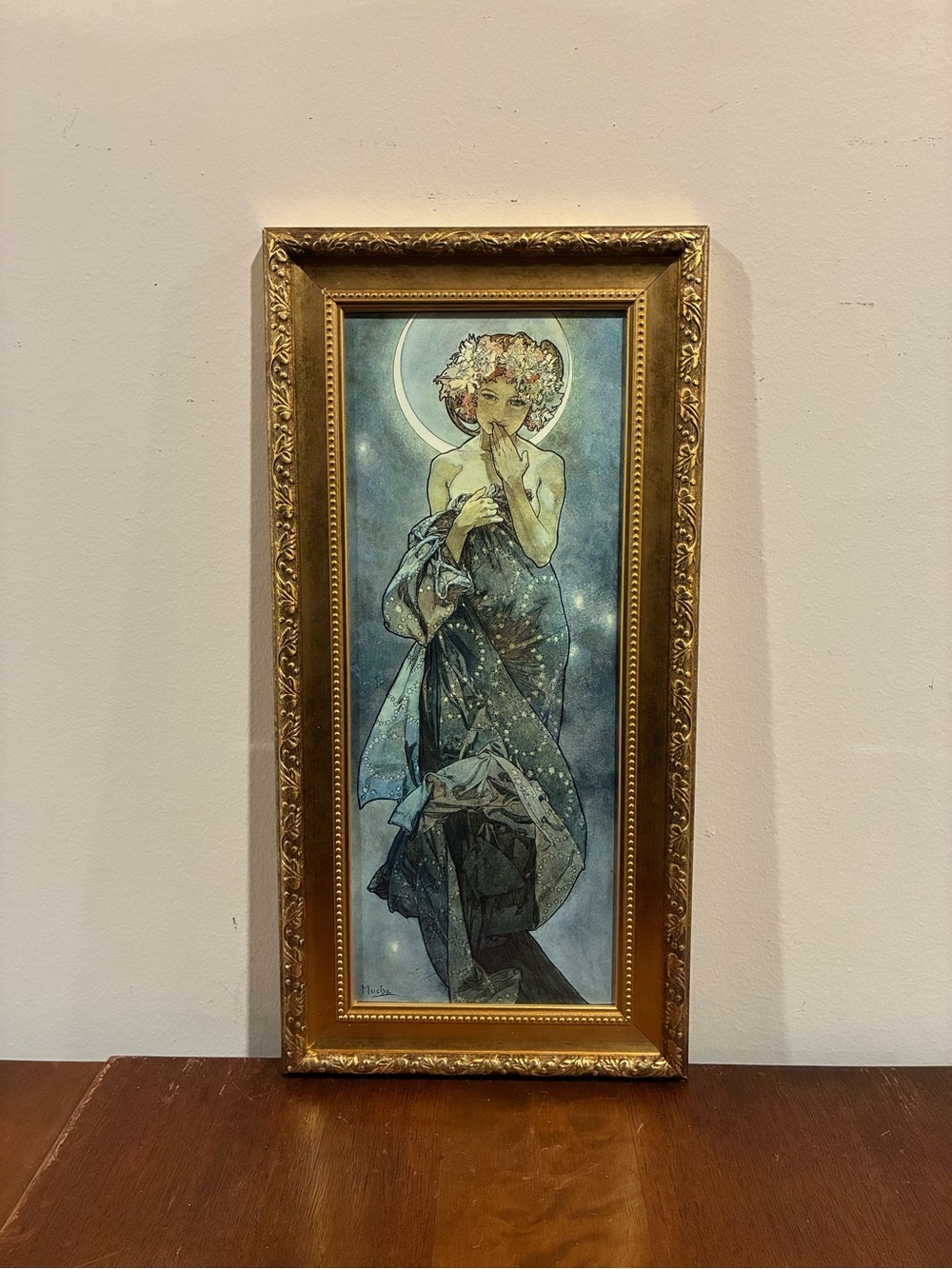 Alphonse Mucha Moon and Stars Framed Print 7x14 Art Nouveau Sailor Moon Wall Art